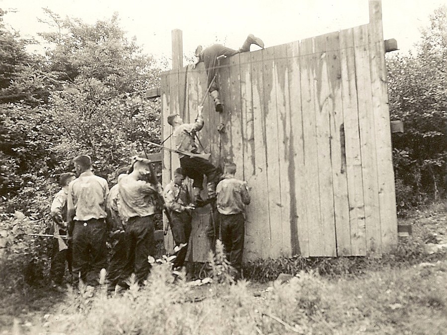 Royal Canadian Navy : HMCS Cornwallis : assault course, 1960.