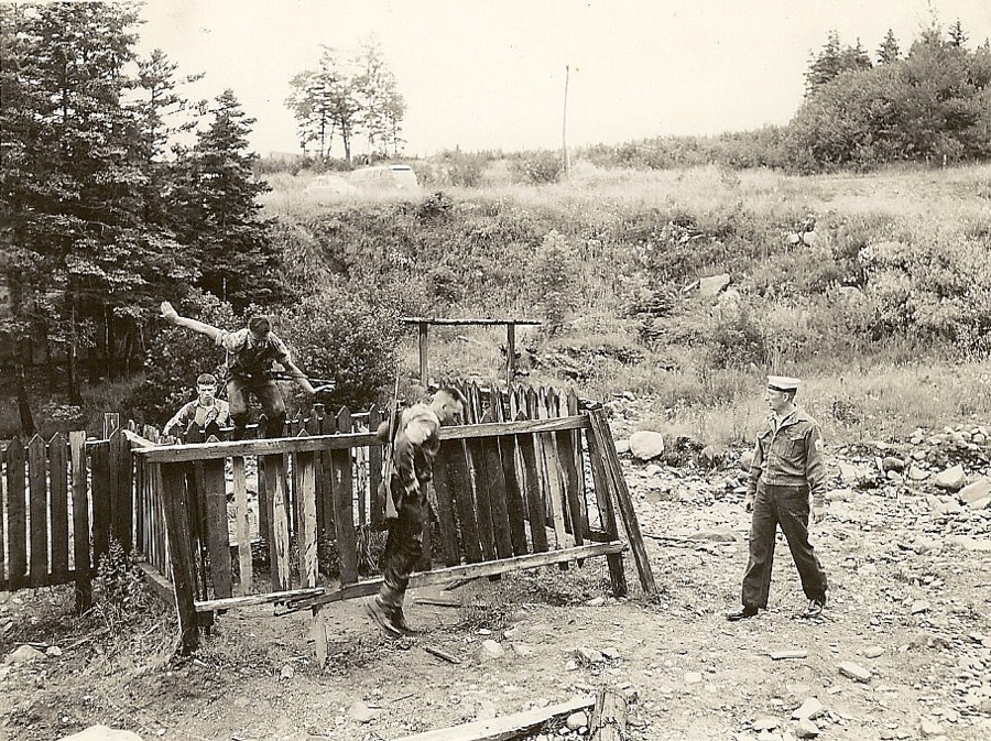 Royal Canadian Navy : HMCS Cornwallis : assault course, 1960.