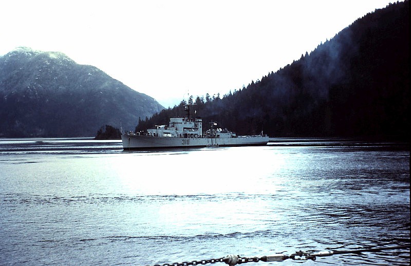 Royal Canadian Navy : H.M.C.S. Jonquiere at anchor.