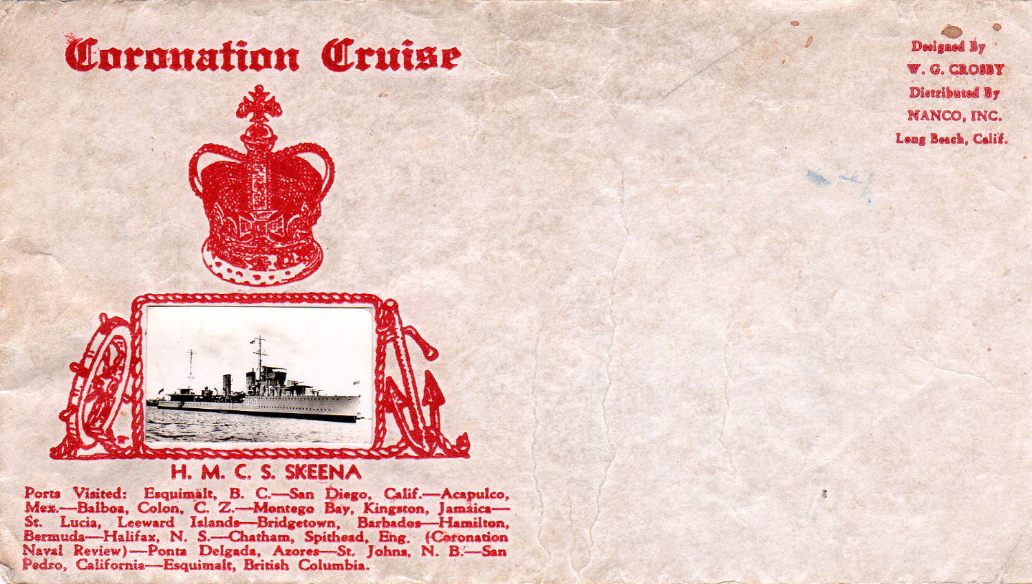 Royal Canadian Navy : HMCS Skeena Coronation Cruise