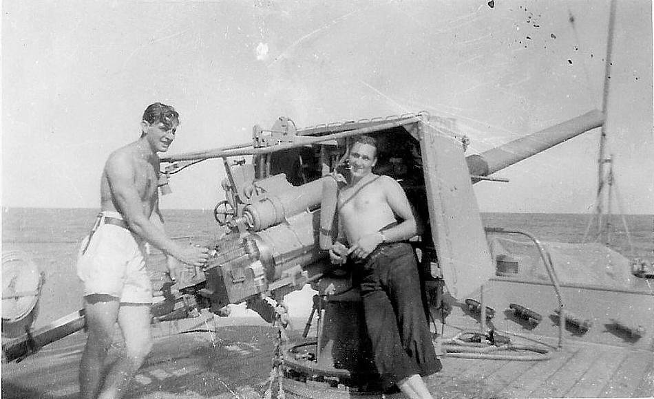 Royal Canadian Navy : crew members in tropics, HMCS Minas, 1941