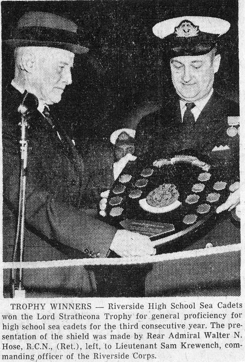 HMCS Acadia, cadets, 1958