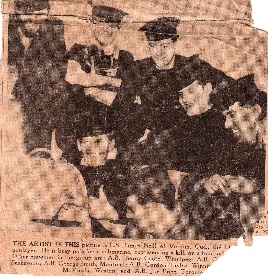 newspaper clipping of sinking of U744