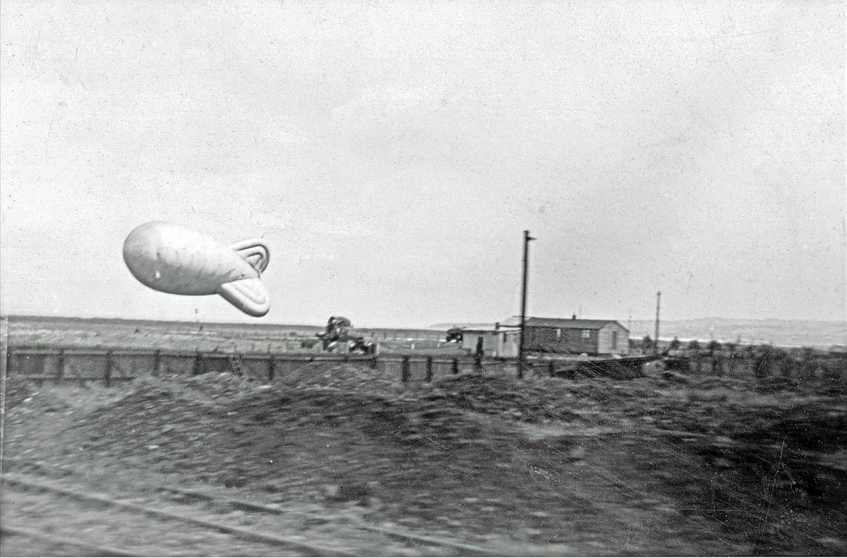 Barrage baloon in England.