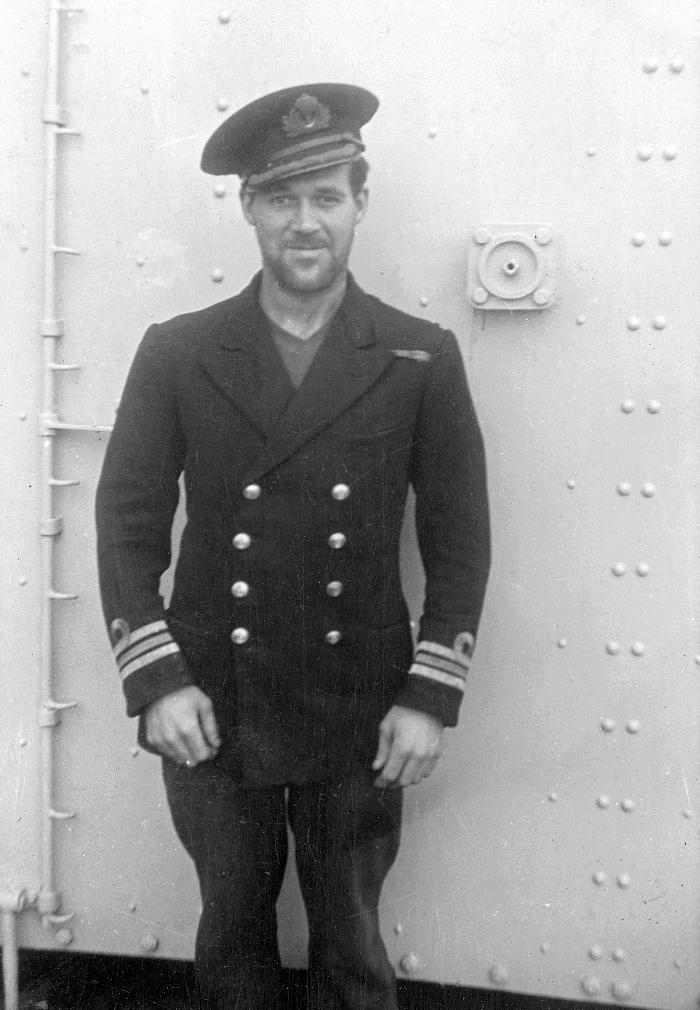 Fred Hollands wearing the captain's jacket