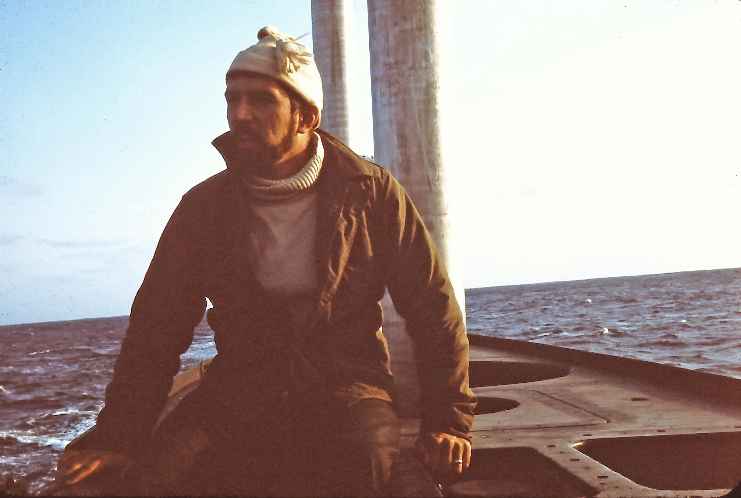Gordon Hunter on lookout, HMCS Onondaga.