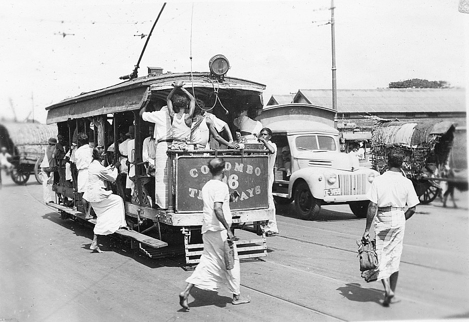 Sri Lanka, Ceylon, streetcar or trolley, Colombo, 1945.