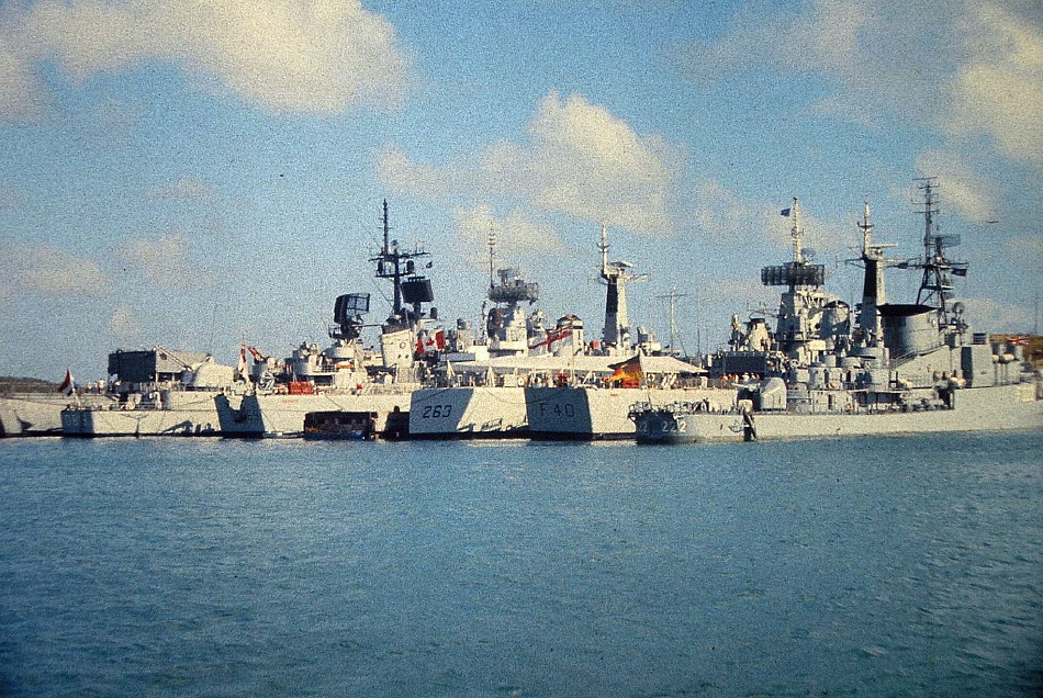 Ships tied up at Roosevelt Roads, P.R., Feb., 1974.