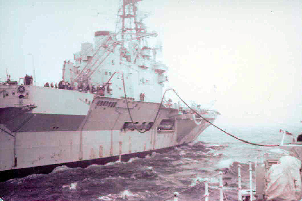 Refuling HMCS Restigouche at sea.