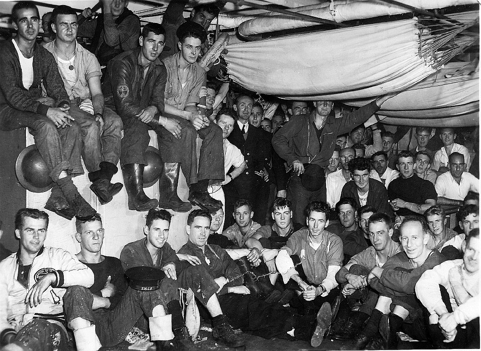 Royal Canadian Navy : Messdeck on HMCS Prince Robert.