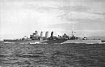 HMS Berwick on convoy duty in North Sea, 1944/45