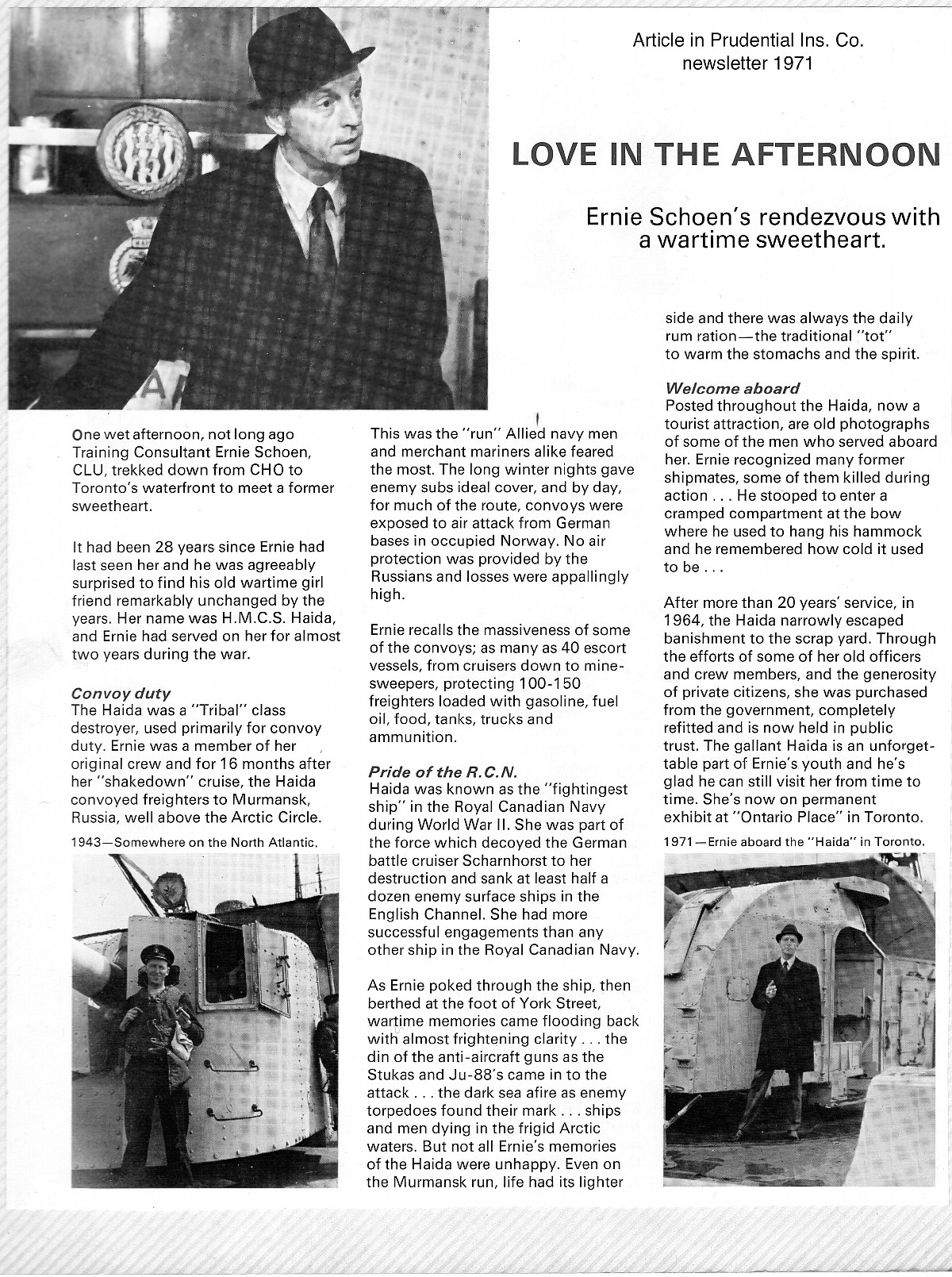 Visit to HMCS Haida, 1971