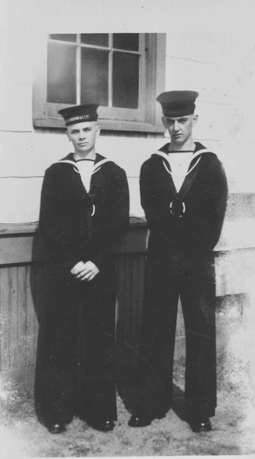 Steve Stevenson and Ron Murphy at HMCS Cornwallis, 1961.