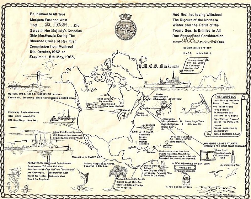 Royal Canadian Navy : HMCS Mackenzie cruise documents.